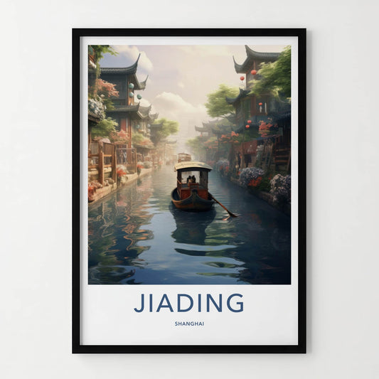 Jiading Poster - China Travel Art - Ancient Canal Houses Home Decor