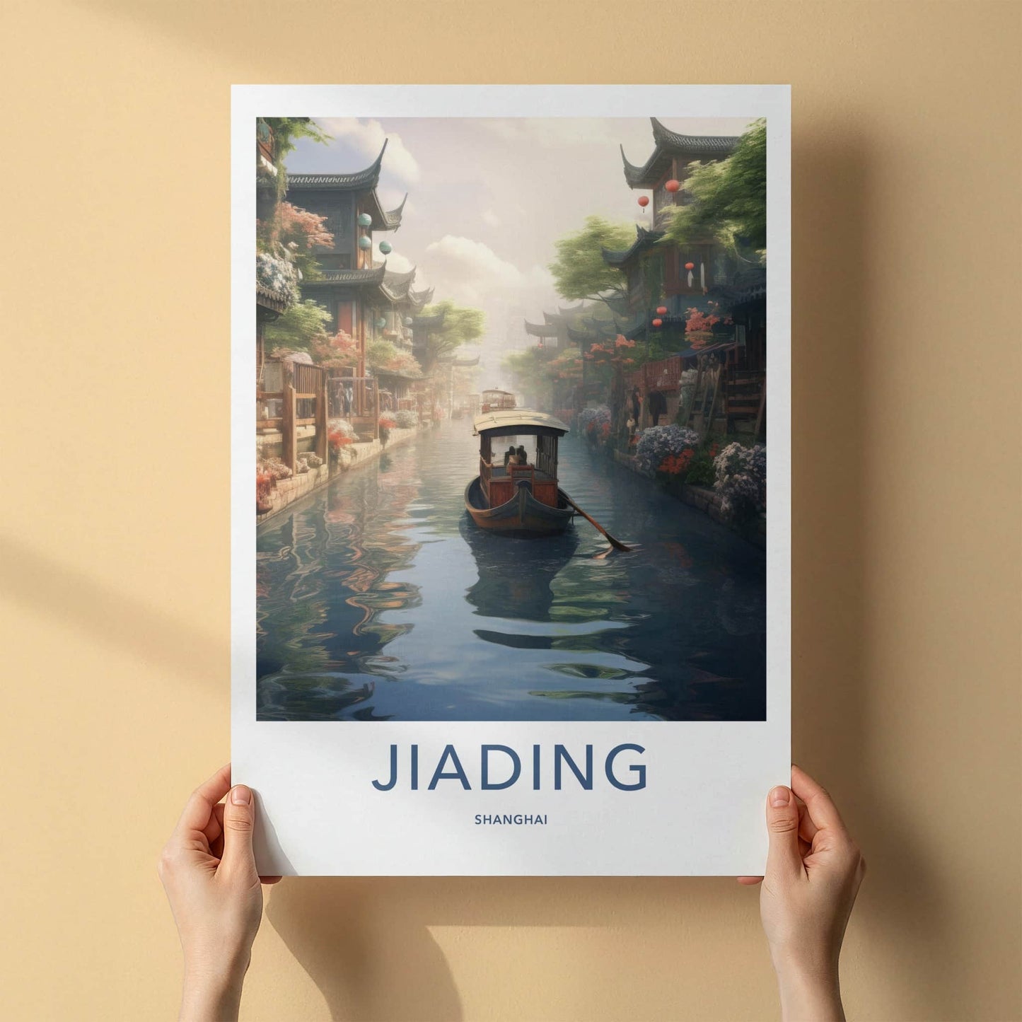 Jiading Poster - China Travel Art - Ancient Canal Houses Home Decor