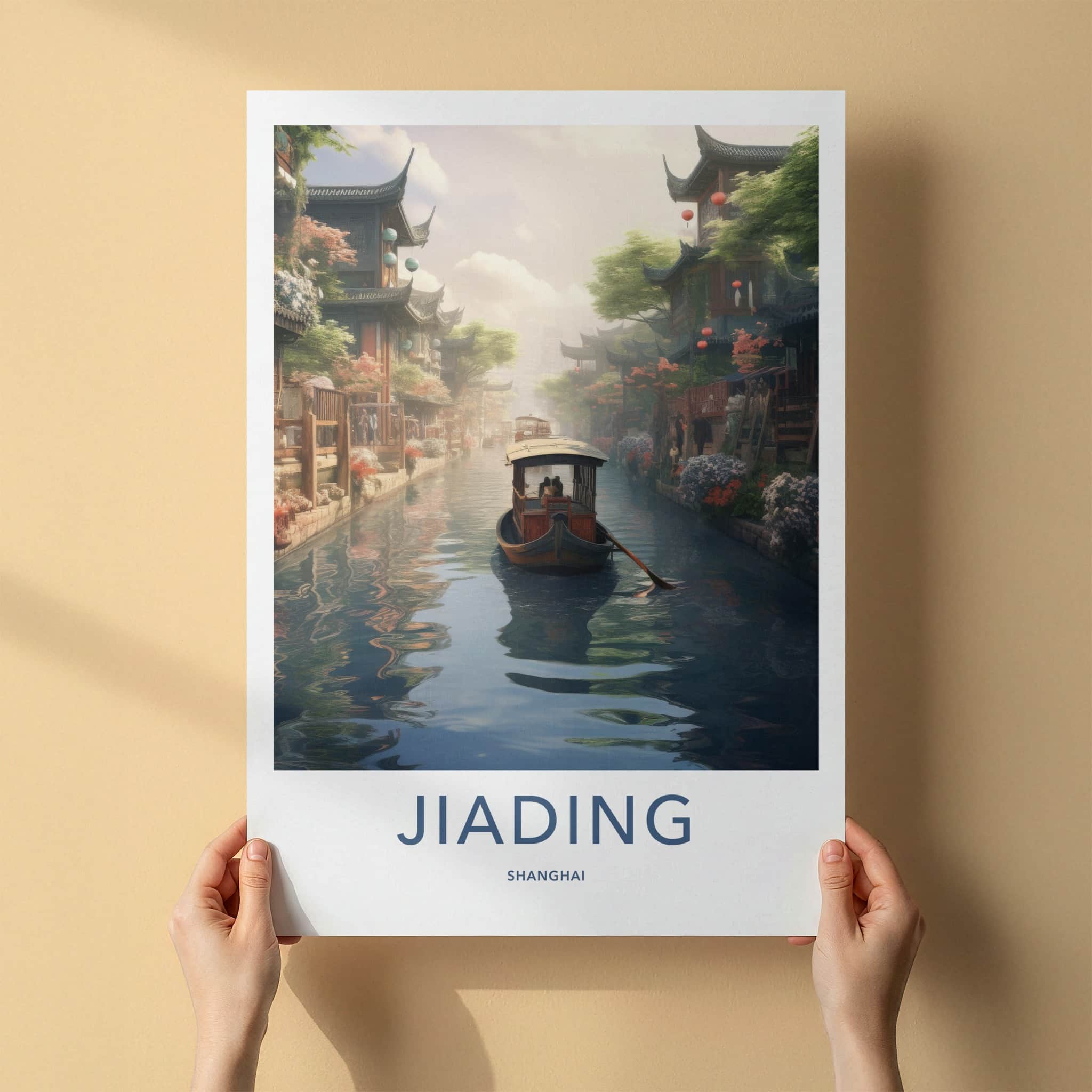 Jiading Poster - China Travel Art - Ancient Canal Houses Home Decor