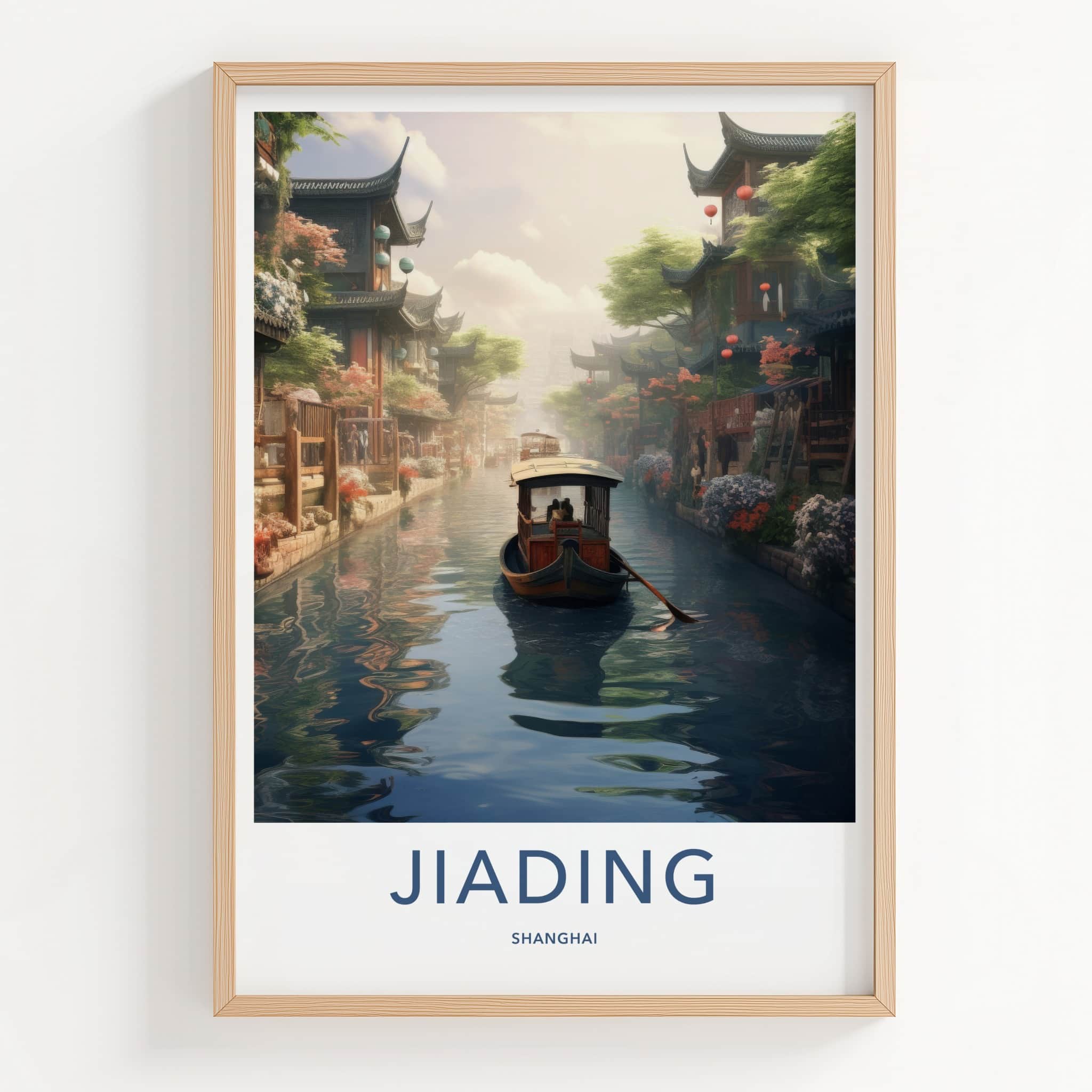 Jiading Poster - China Travel Art - Ancient Canal Houses Home Decor