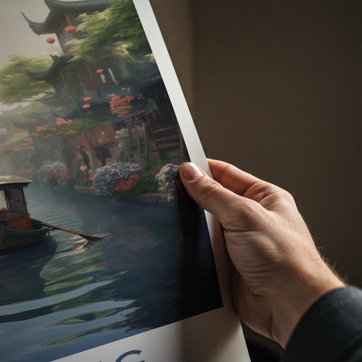 Jiading Poster - China Travel Art - Ancient Canal Houses Home Decor