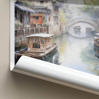 Jiading Poster - China Travel Art - Boats Stone Bridge Home Decor