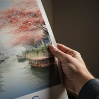 Jiading Poster - China Travel Art - Cherry Blossom Canal Home Decor