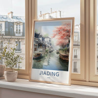 Jiading Poster - China Travel Art - Cherry Blossom Canal Home Decor