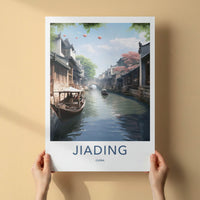 Jiading Poster - China Travel Art - Stone Bridge Boats Wall Decor