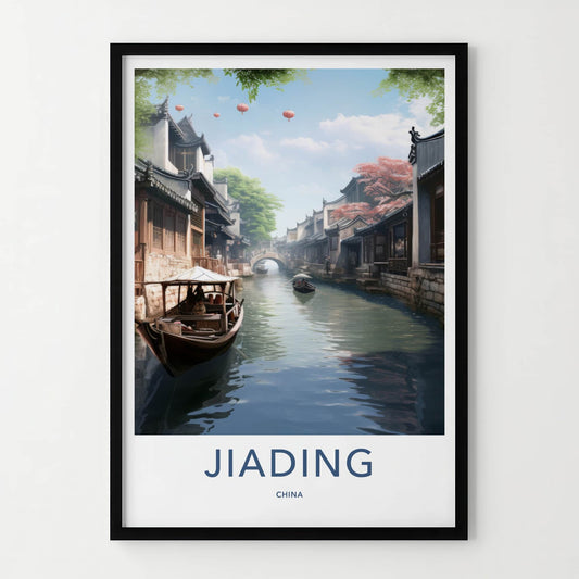 Jiading Poster - China Travel Art - Stone Bridge Boats Wall Decor