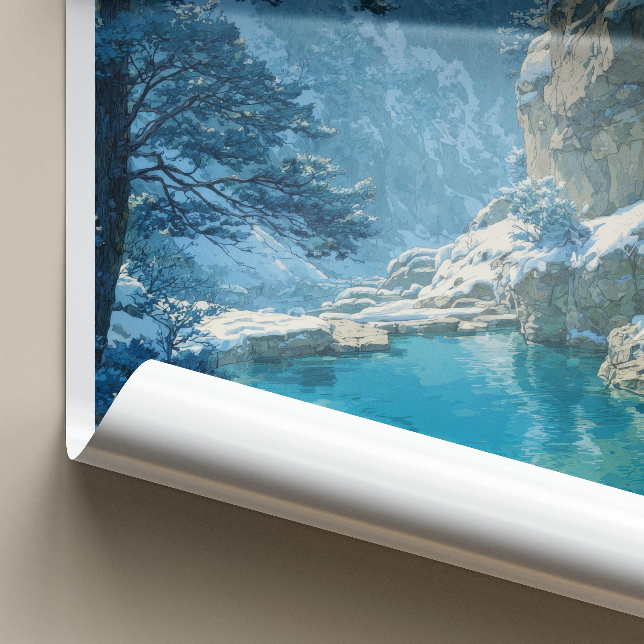 Jigokudani Poster - Japan Travel Art - Snow Monkeys Spring Wall Decor