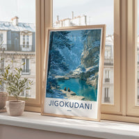 Jigokudani Poster - Japan Travel Art - Snow Monkeys Spring Wall Decor