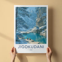 Jigokudani Poster - Japan Travel Art - Snow Monkeys Spring Wall Decor