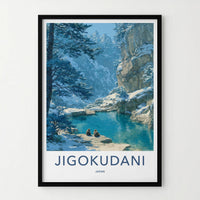 Jigokudani Poster - Japan Travel Art - Snow Monkeys Spring Wall Decor