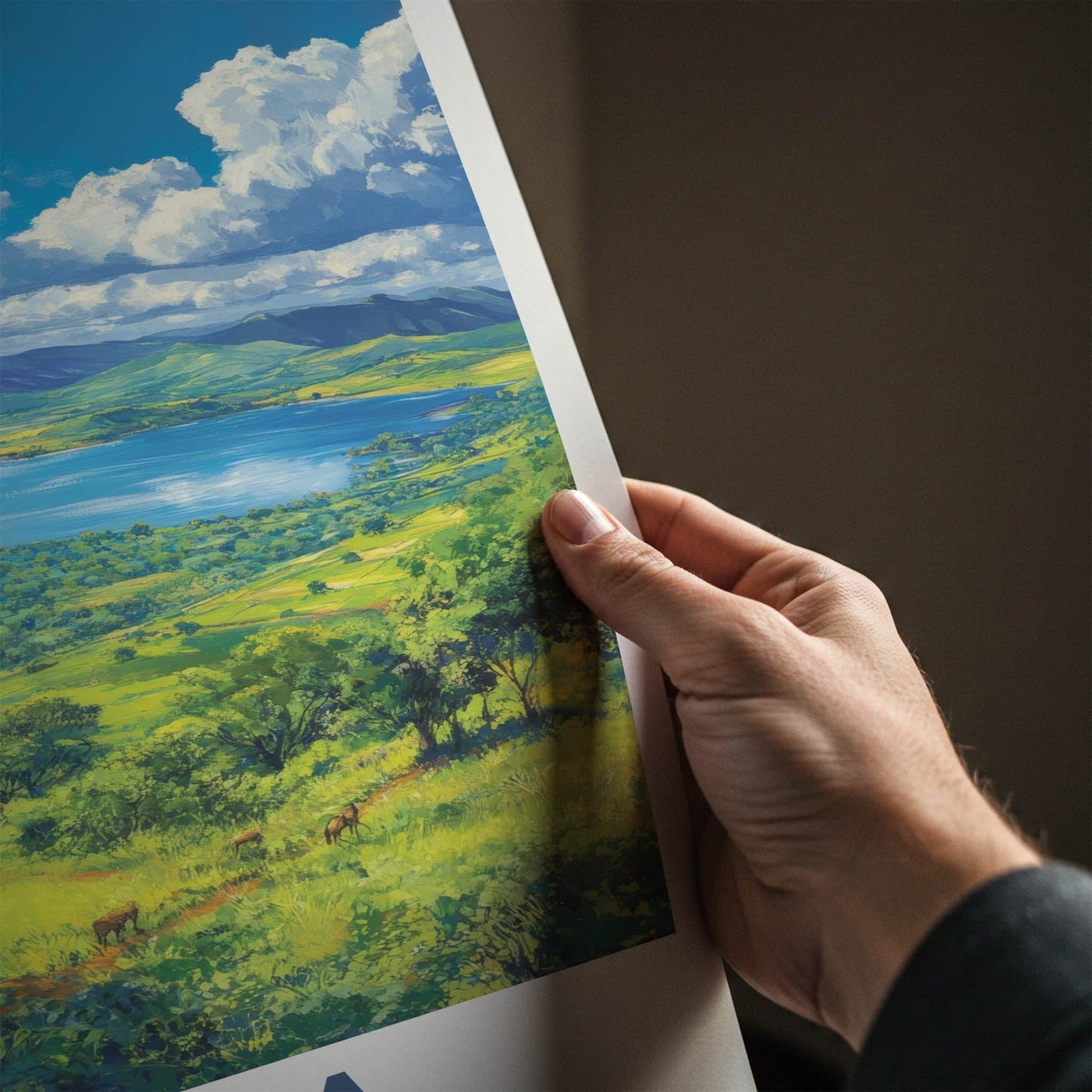Jinja Poster - Uganda Travel Art - Serene Lake Landscape Home Decor