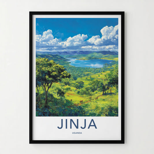 Jinja Poster - Uganda Travel Art - Serene Lake Landscape Home Decor