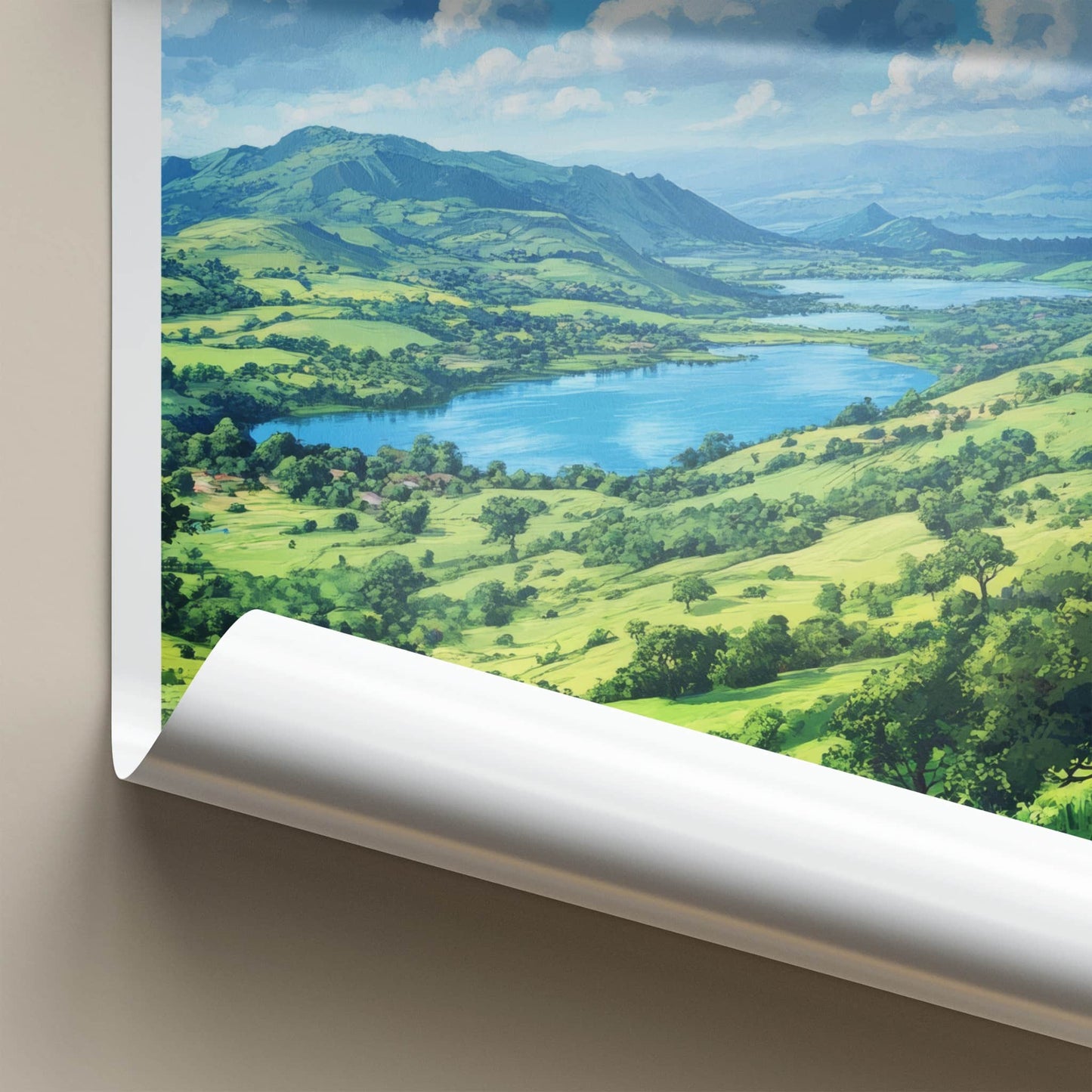 Jinja Poster - Uganda Travel Print - Lush Lake Valley Home Decor