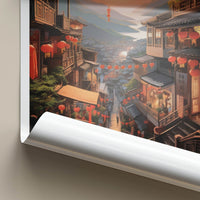 Jiufen Poster - Taiwan Travel Art - Hillside Village Sunset Home Decor