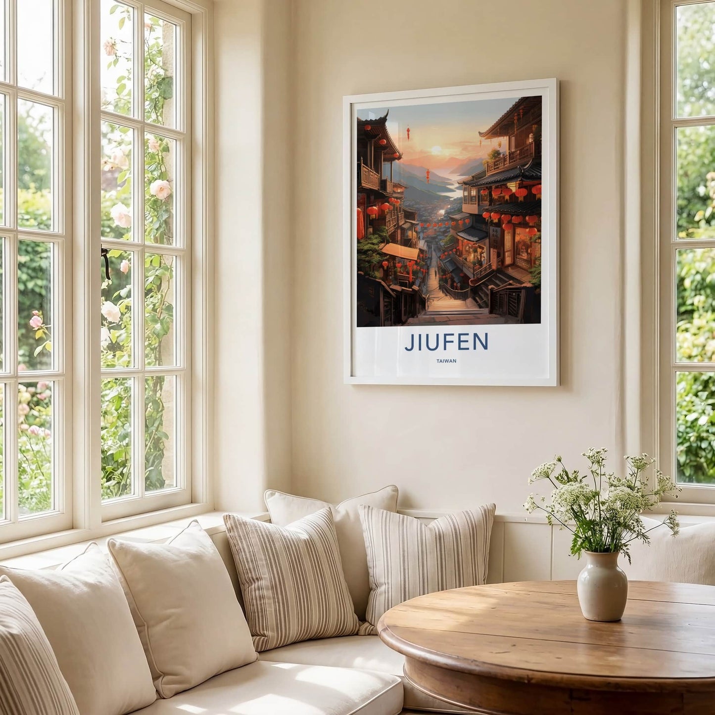 Jiufen Poster - Taiwan Travel Art - Hillside Village Sunset Home Decor