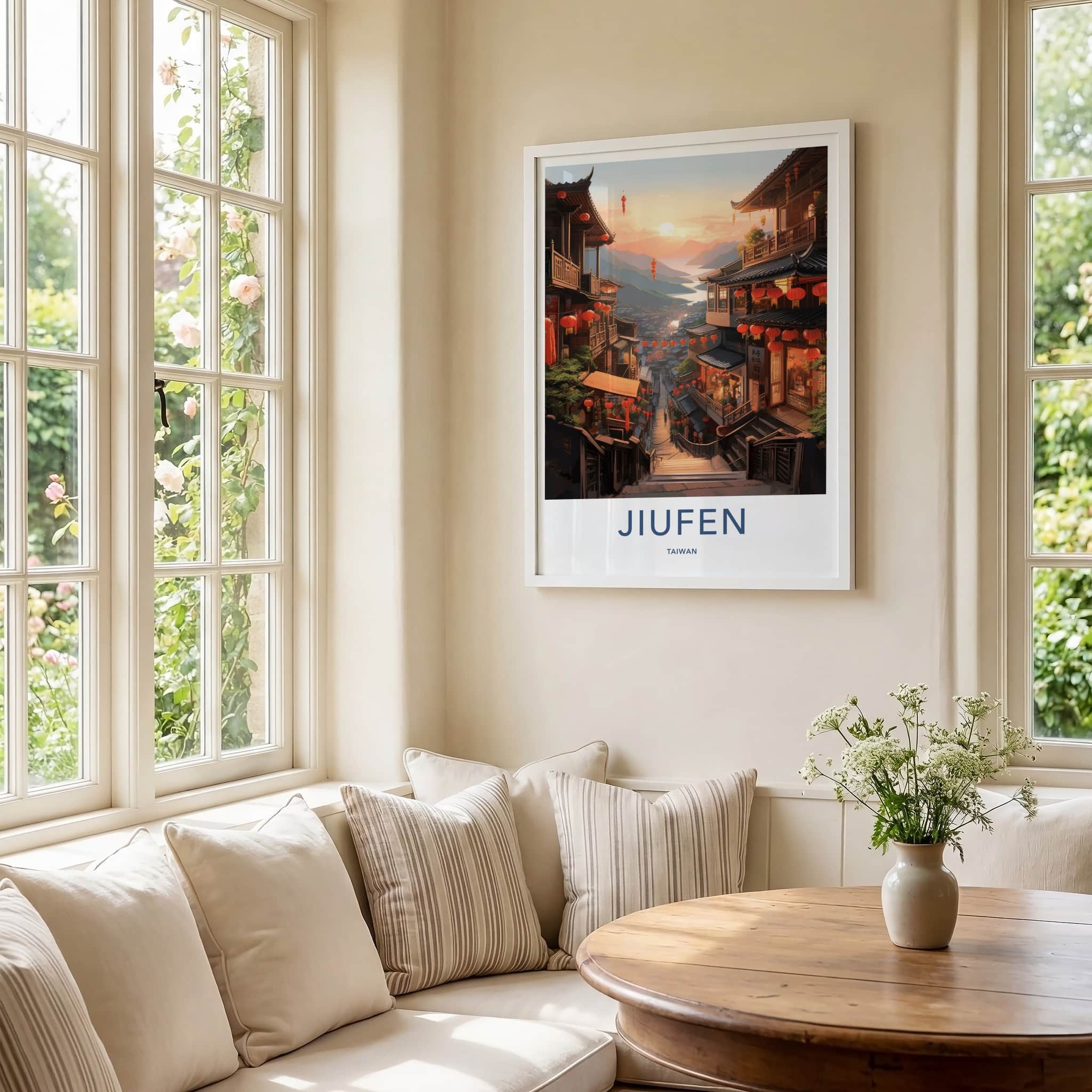 Jiufen Poster - Taiwan Travel Art - Hillside Village Sunset Home Decor