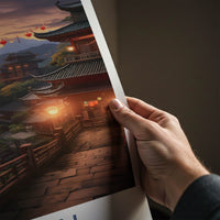 Jiufen Poster - Taiwan Travel Art - Lantern Lit Village Home Decor