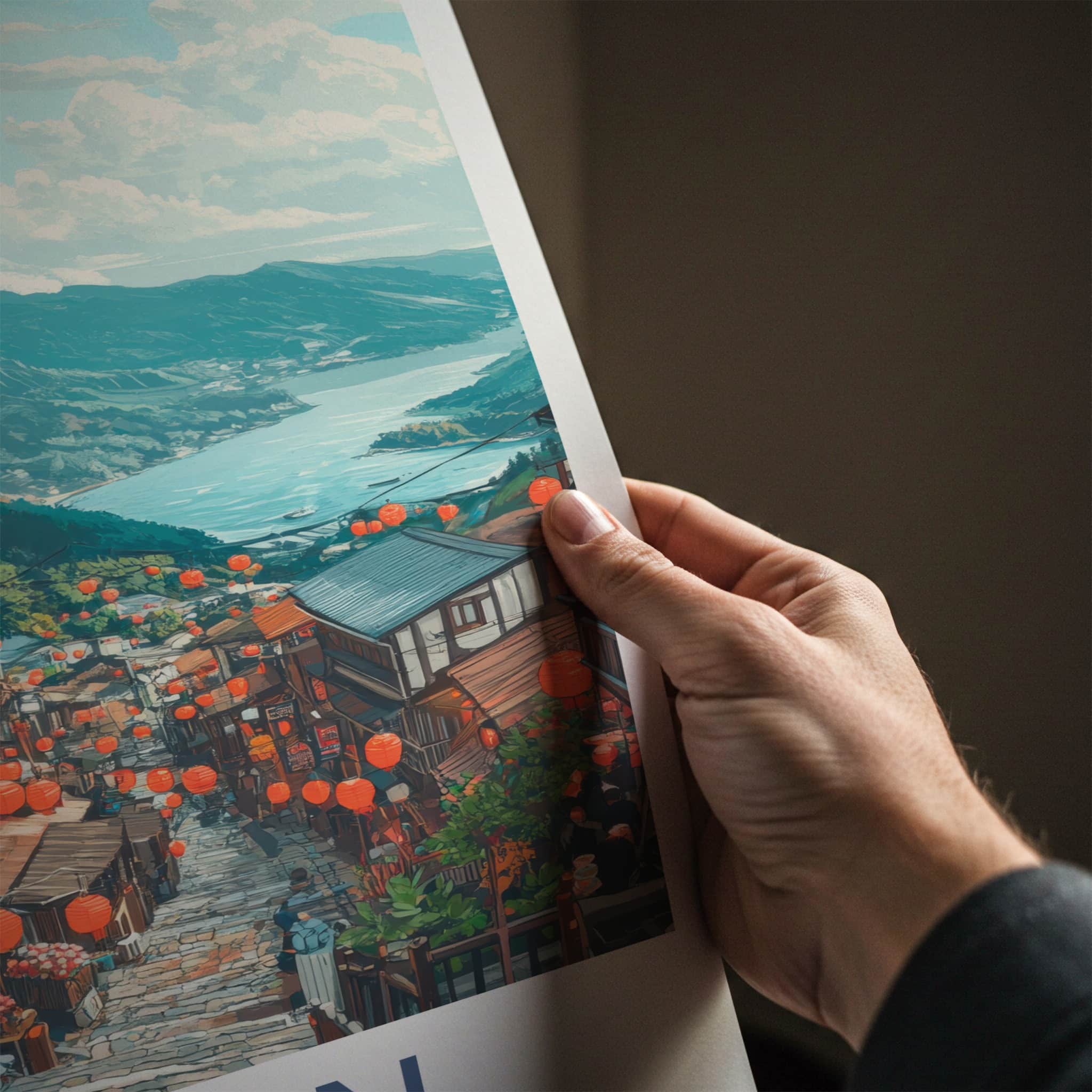 JIUFEN Poster - Taiwan Travel Art - Mountain Village Lanterns Home Decor