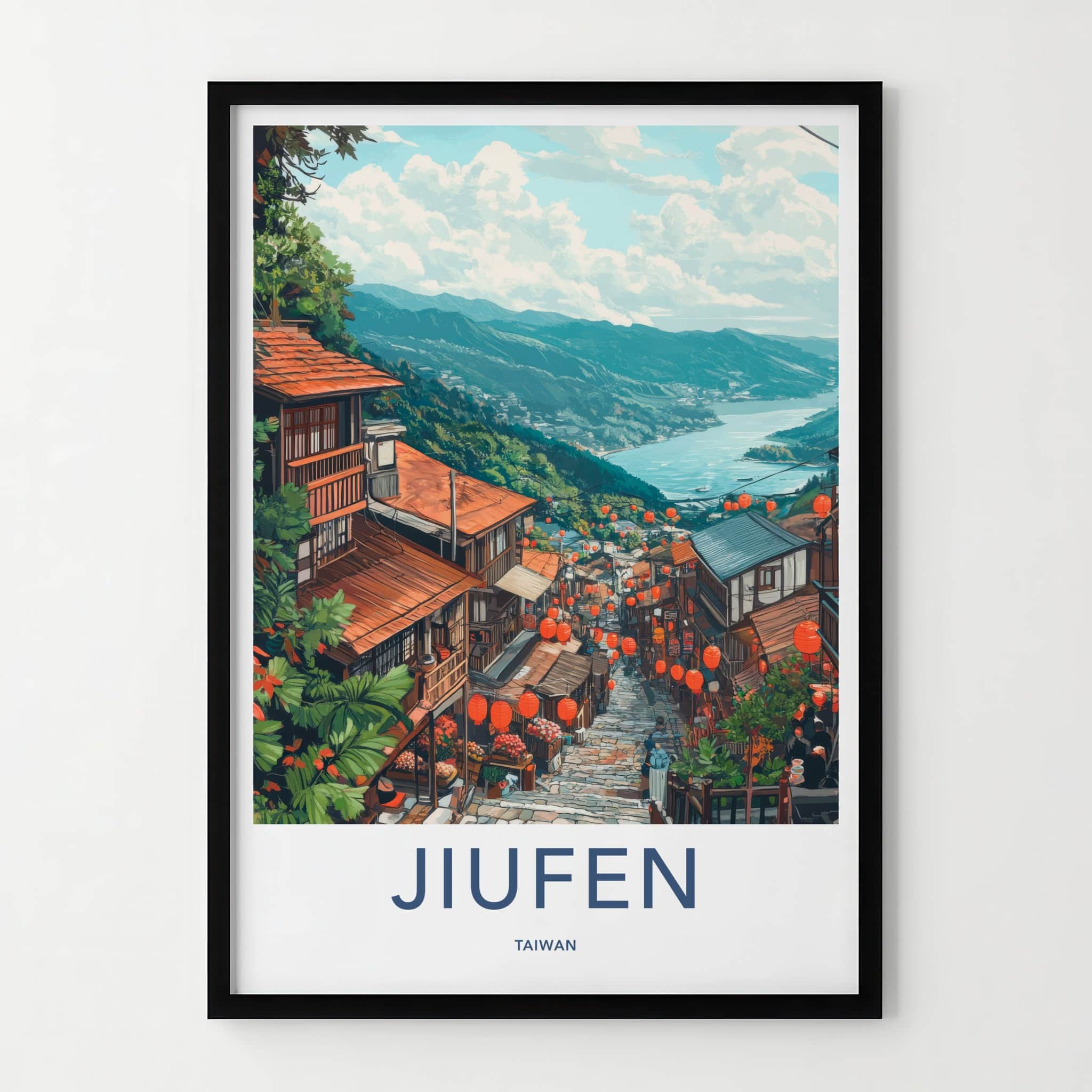 JIUFEN Poster - Taiwan Travel Art - Mountain Village Lanterns Home Decor