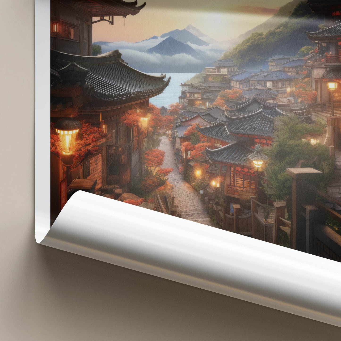 Jiufen Poster - Taiwan Wall Art - Hillside Lantern Village Home Decor
