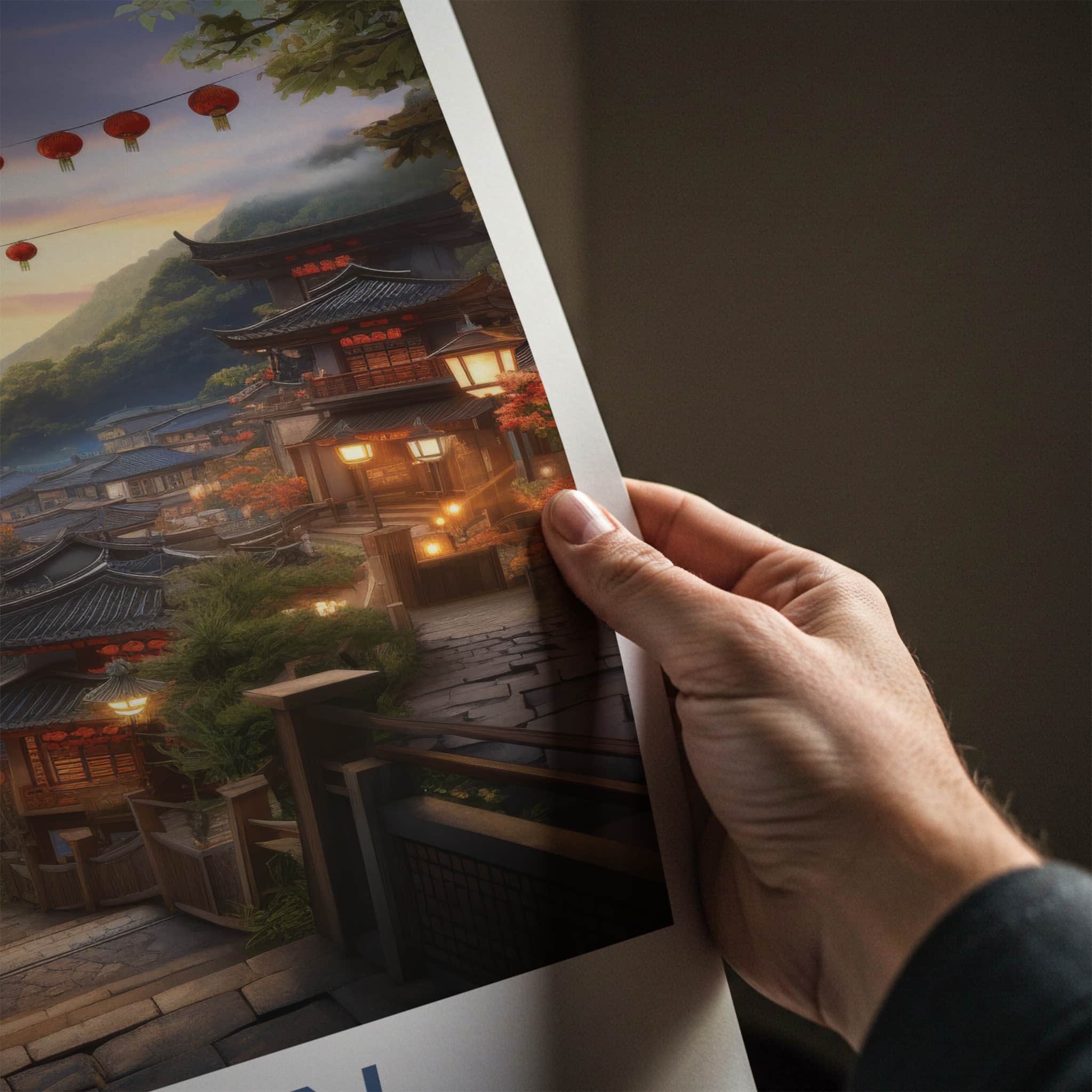 Jiufen Poster - Taiwan Wall Art - Hillside Lantern Village Home Decor