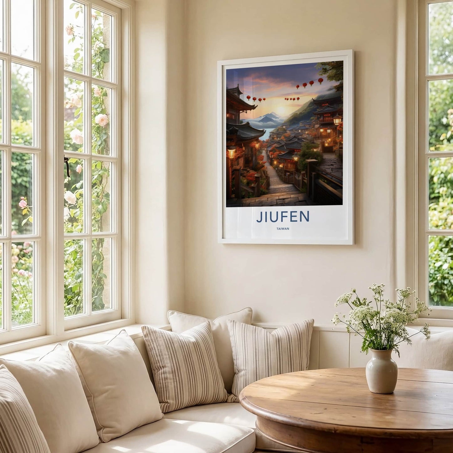 Jiufen Poster - Taiwan Wall Art - Hillside Lantern Village Home Decor