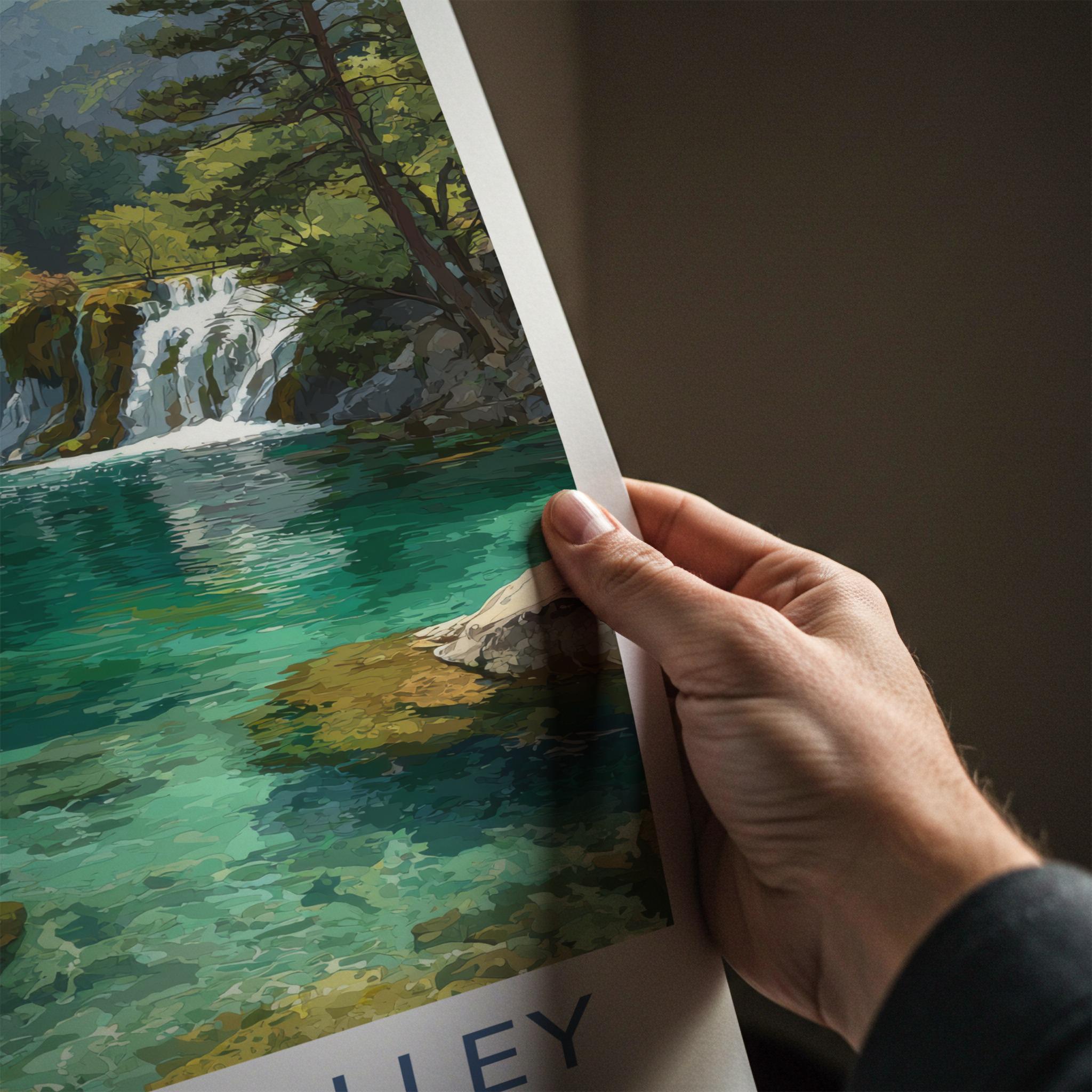 Jiuzhai Valley Poster - China Wall Art - Lush Forest Waterfalls Home Decor