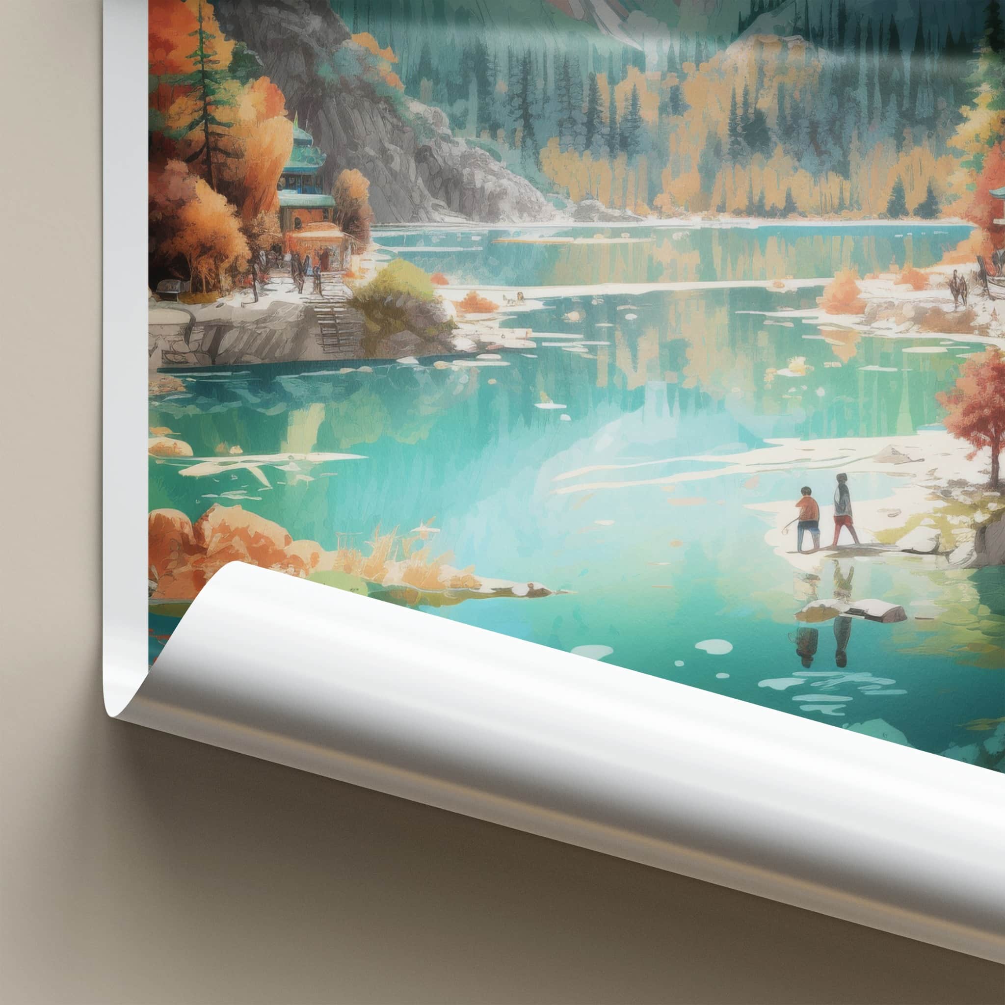 Jiuzhaigou National Park Poster - China Travel Art - Clear Lake Autumn Home Decor
