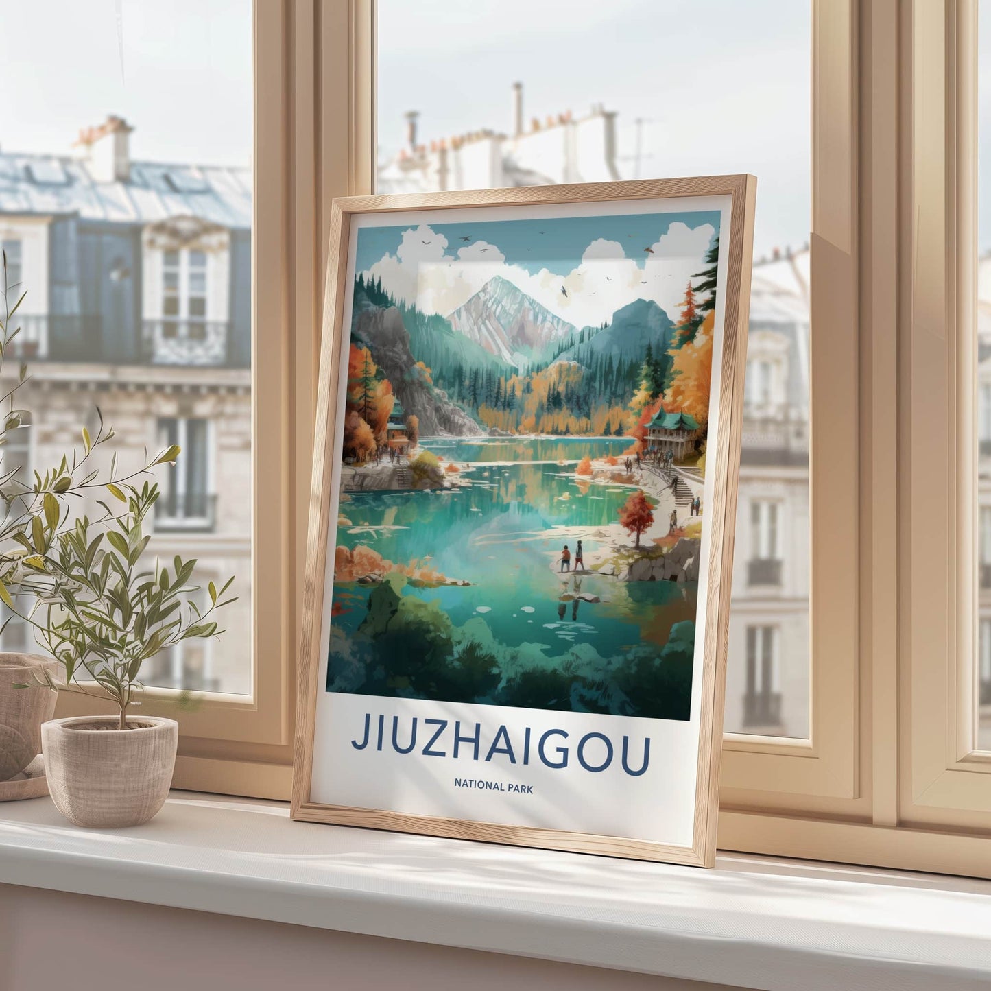 Jiuzhaigou National Park Poster - China Travel Art - Clear Lake Autumn Home Decor