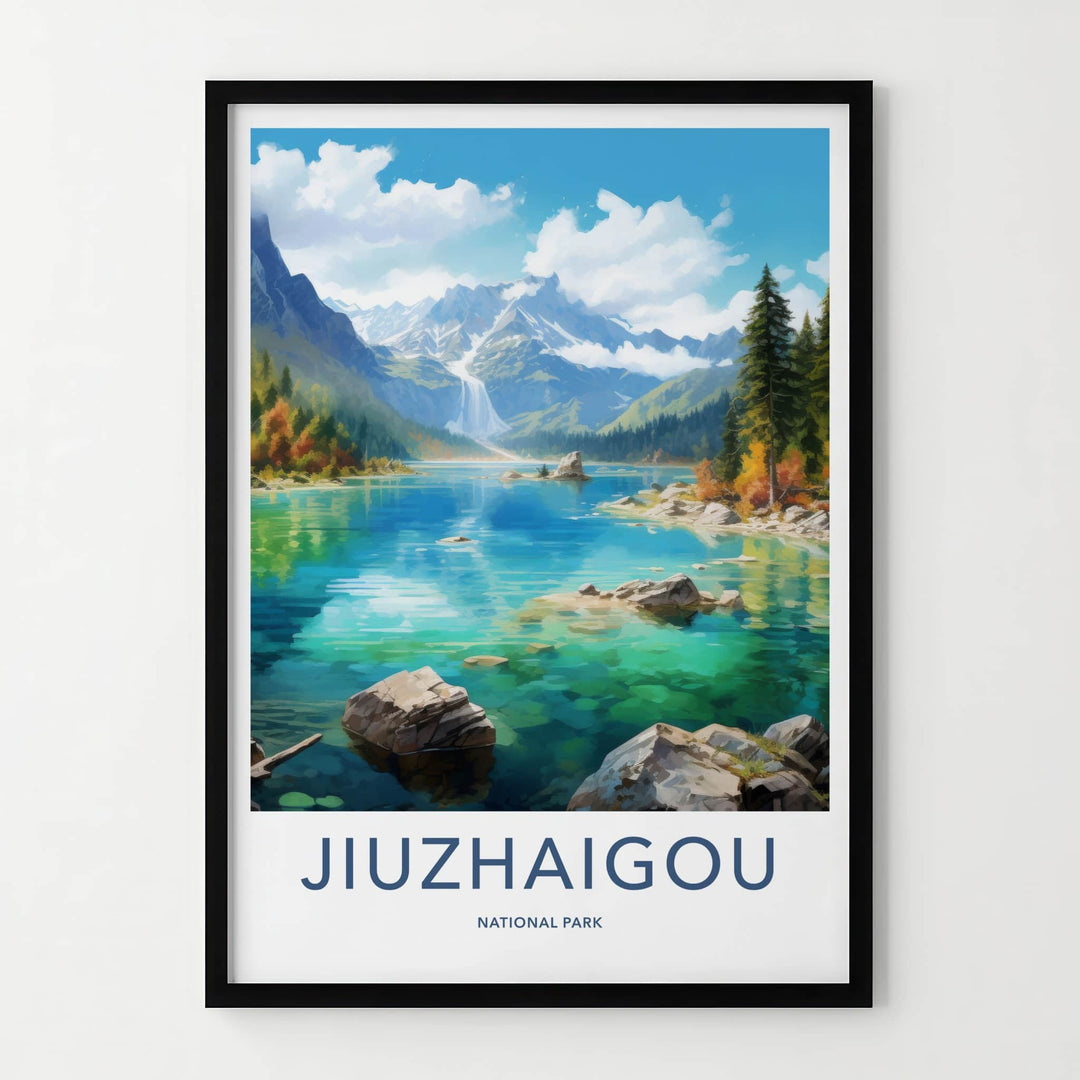 Jiuzhaigou National Park Poster - China Wall Art - Clear Lake Mountains Home Decor