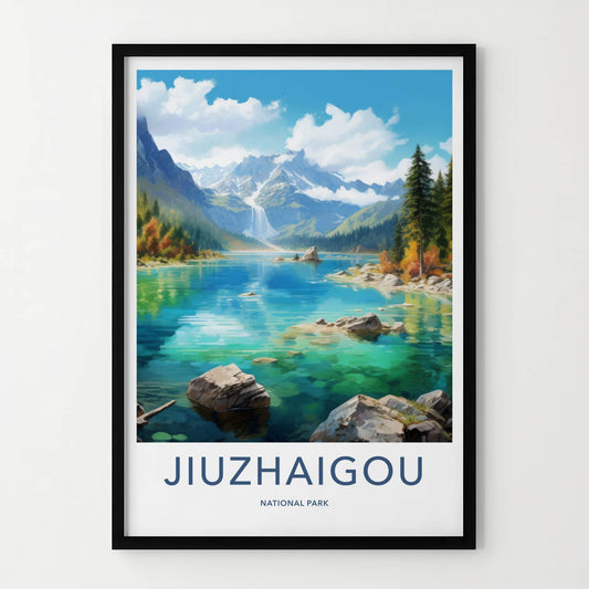 Jiuzhaigou National Park Poster - China Wall Art - Clear Lake Mountains Home Decor