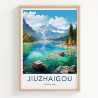 Jiuzhaigou National Park Poster - China Wall Art - Clear Lake Mountains Home Decor