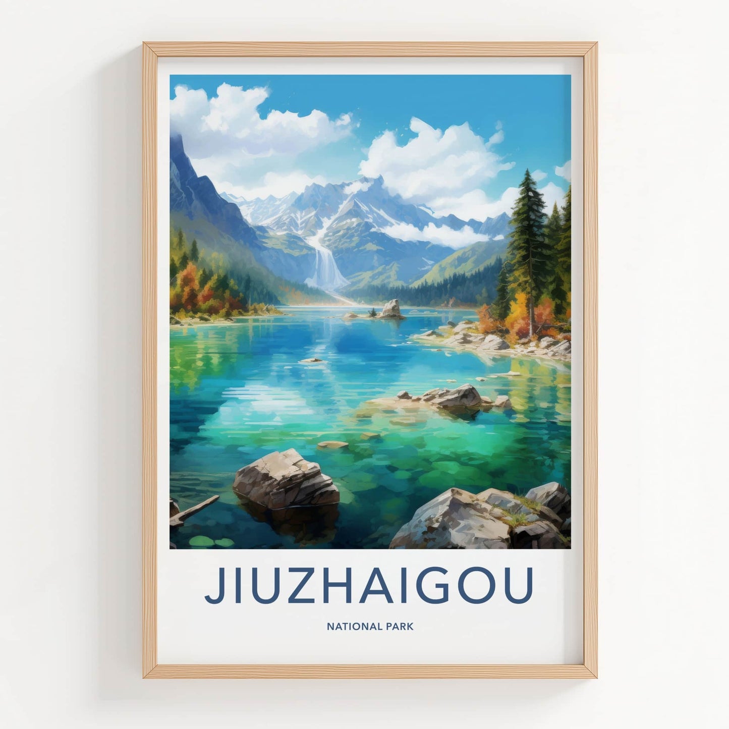 Jiuzhaigou National Park Poster - China Wall Art - Clear Lake Mountains Home Decor