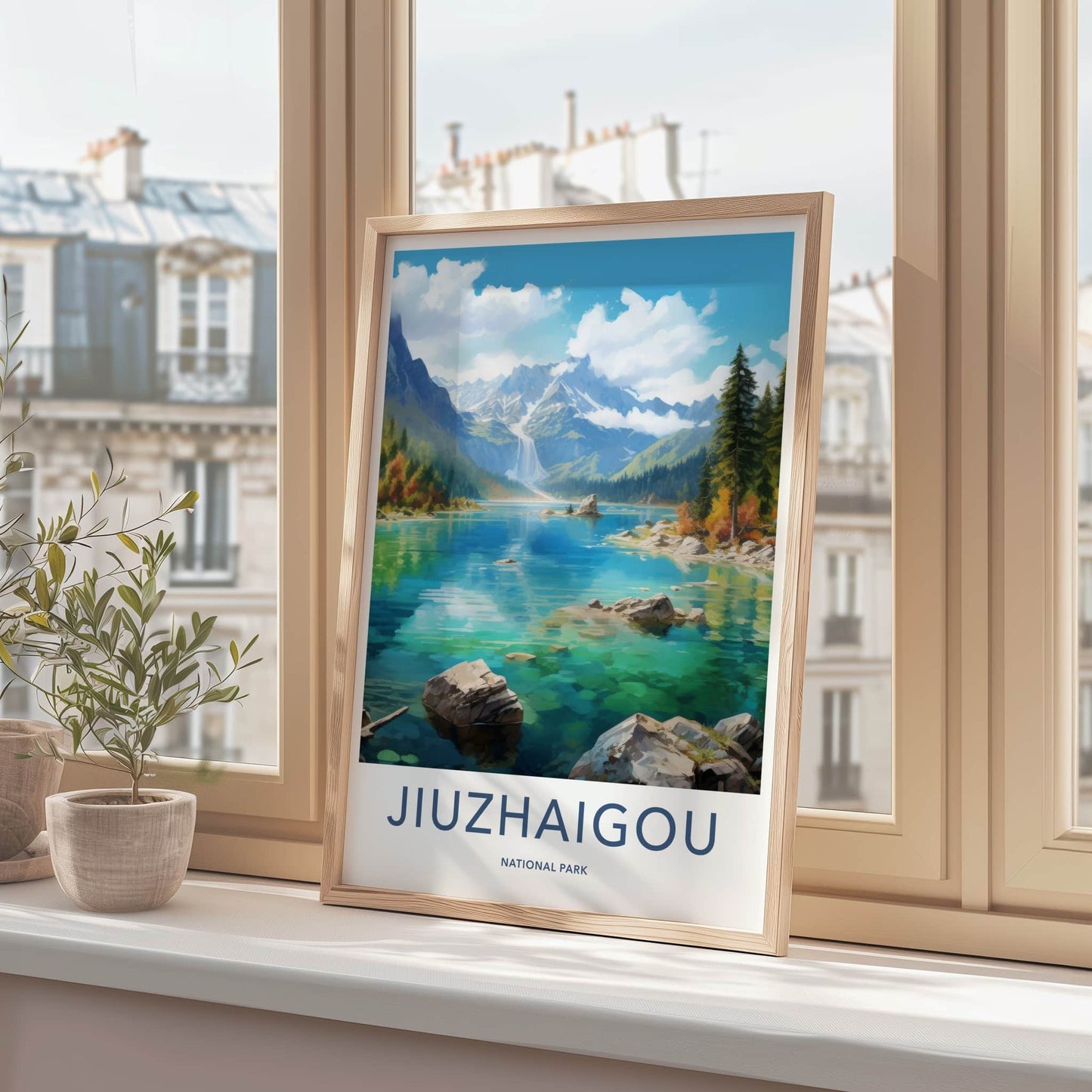 Jiuzhaigou National Park Poster - China Wall Art - Clear Lake Mountains Home Decor