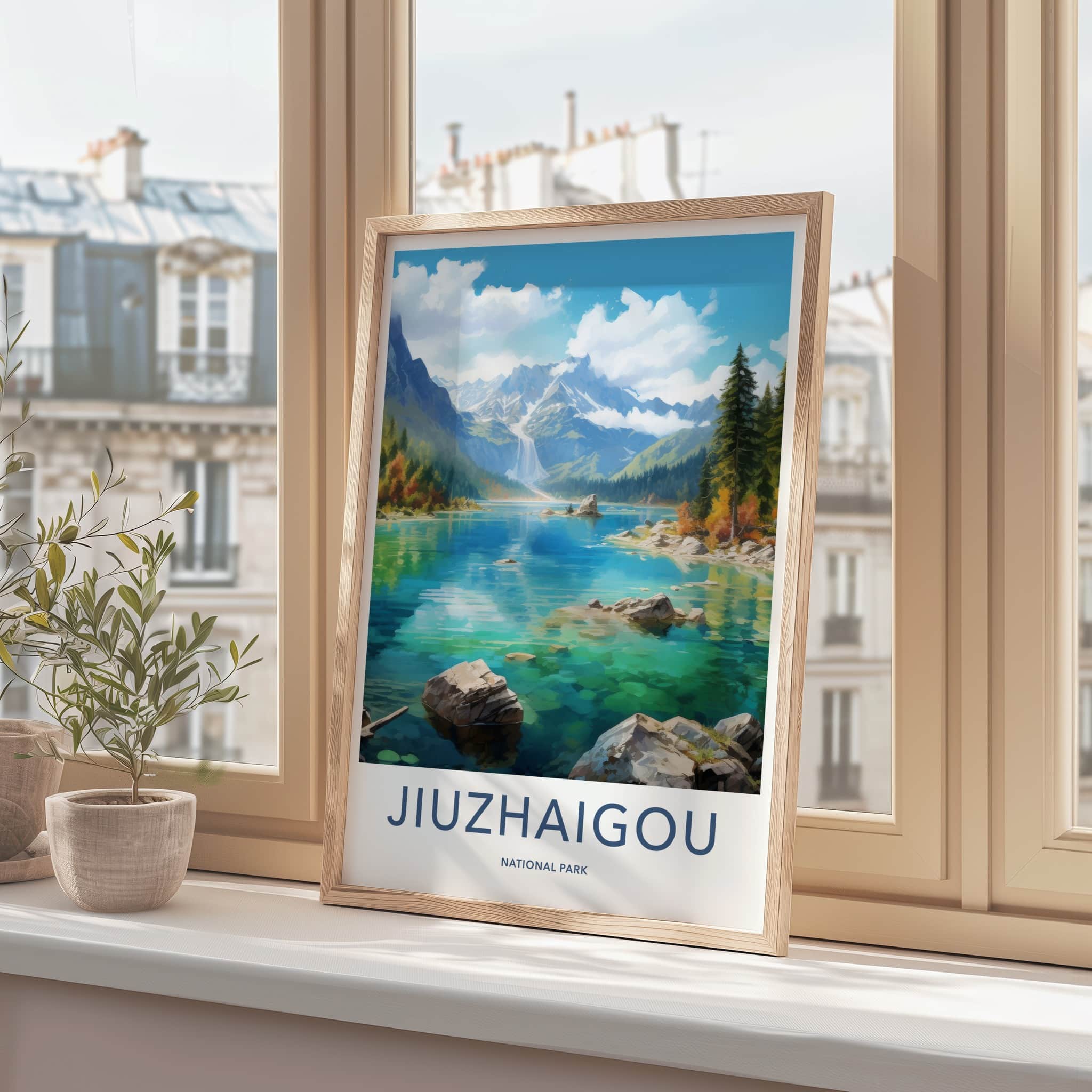 Jiuzhaigou National Park Poster - China Wall Art - Clear Lake Mountains Home Decor