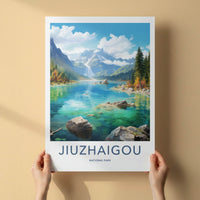 Jiuzhaigou National Park Poster - China Wall Art - Clear Lake Mountains Home Decor