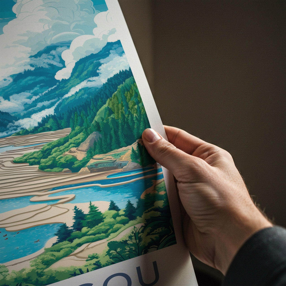 Jiuzhaigou National Park Poster - Turquoise Lake Print & Tibetan