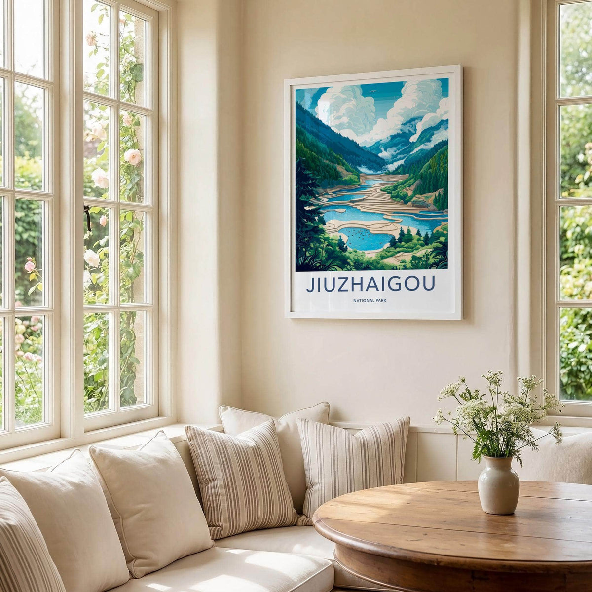 Jiuzhaigou National Park Poster - Turquoise Lake Print & Tibetan