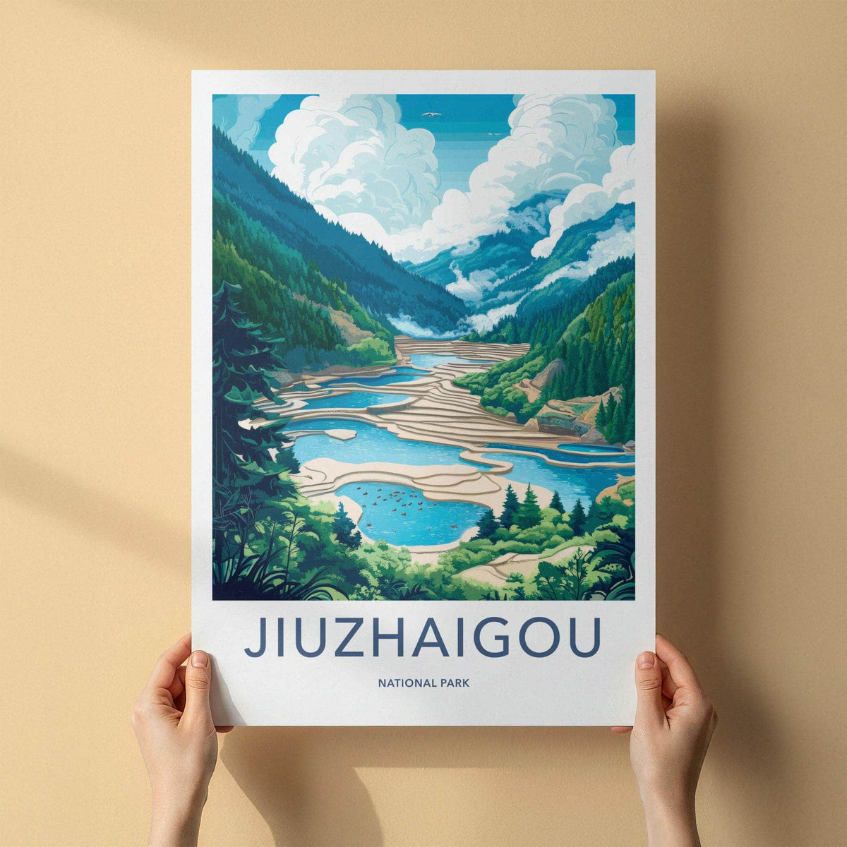 Jiuzhaigou National Park Poster - Turquoise Lake Print & Tibetan