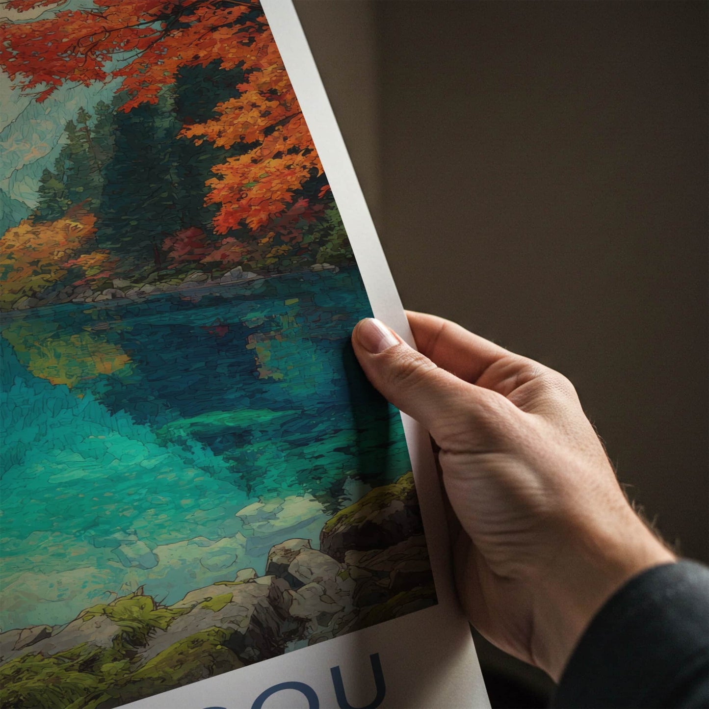 Jiuzhaigou Poster - China Framed Art - Lake Autumn Trees Home Decor