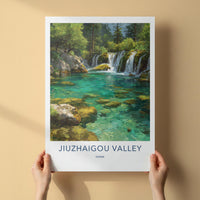 Jiuzhaigou Valley Poster - China Art Print - Turquoise Waterfalls Forest Gift