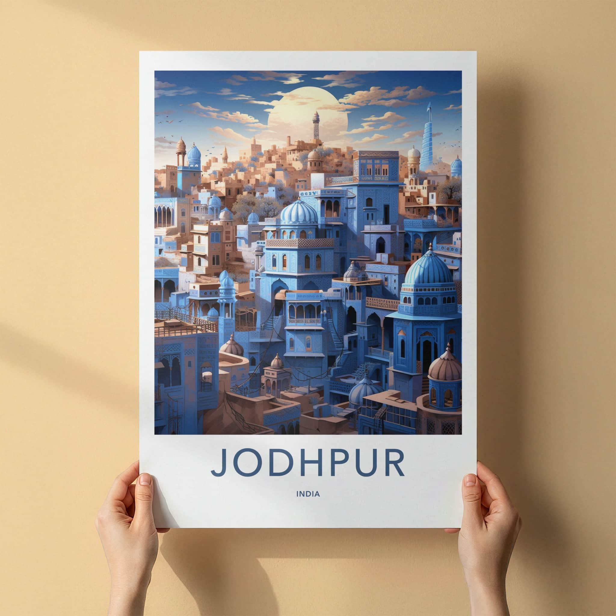 Jodhpur Poster - India Travel Art - Rajasthan Blue City Domes Home Decor