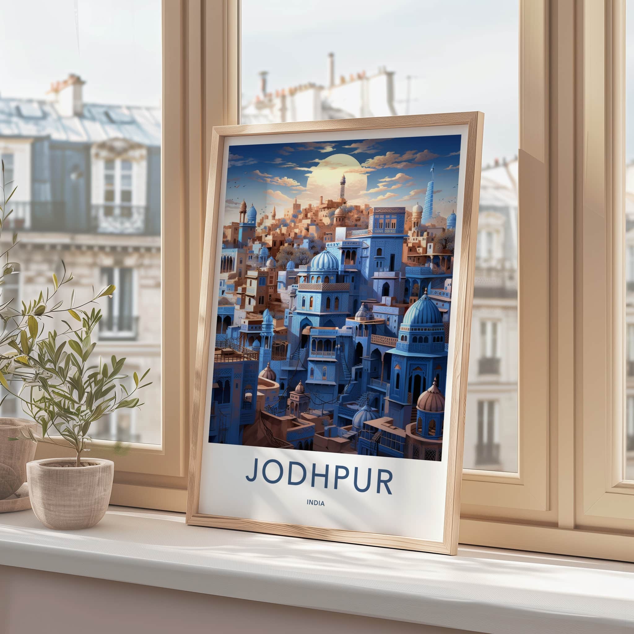 Jodhpur Poster - India Travel Art - Rajasthan Blue City Domes Home Decor