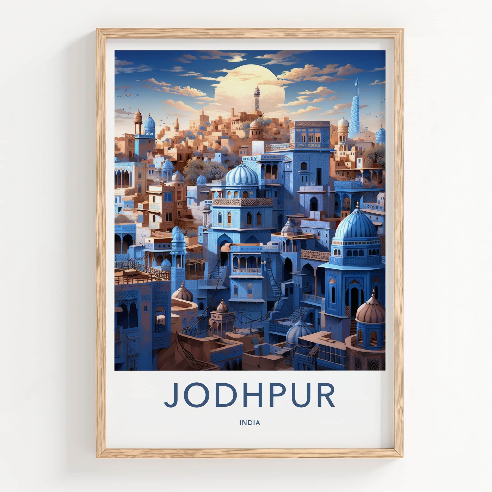 Jodhpur Poster - India Travel Art - Rajasthan Blue City Domes Home Decor