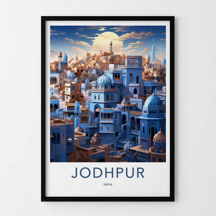 Jodhpur Poster - India Travel Art - Rajasthan Blue City Domes Home Decor