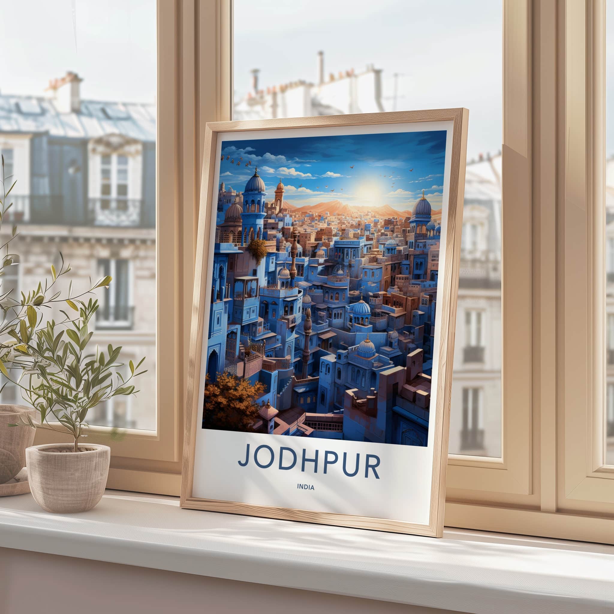 Jodhpur Poster - India Travel Art - Rajasthan Historic Blue City Home Decor