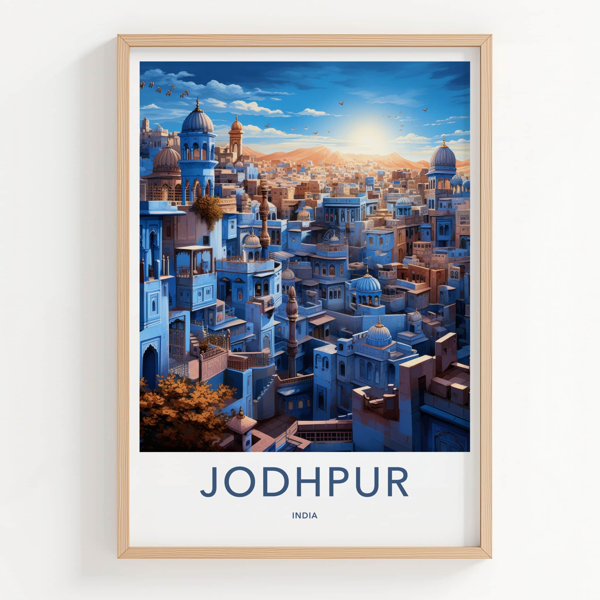 Jodhpur Poster - India Travel Art - Rajasthan Historic Blue City Home Decor