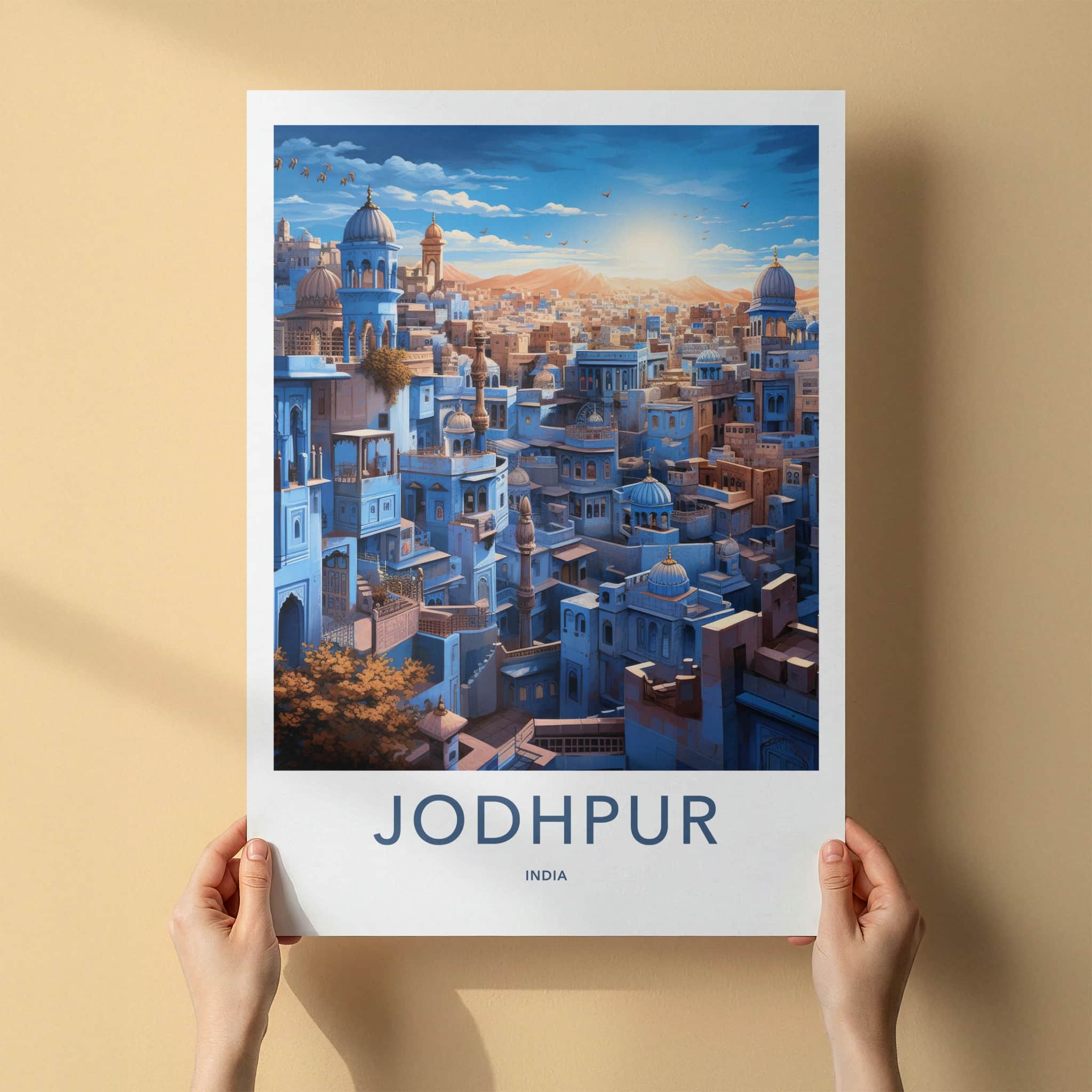 Jodhpur Poster - India Travel Art - Rajasthan Historic Blue City Home Decor
