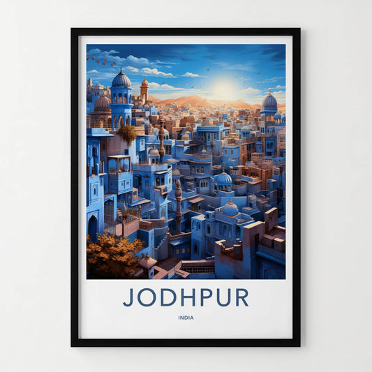 Jodhpur Poster - India Travel Art - Rajasthan Historic Blue City Home Decor