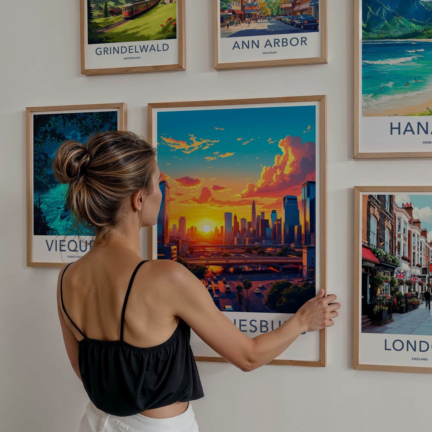 Johannesburg Poster - South Africa Travel Art - Golden Hour Skyline Wall Decor